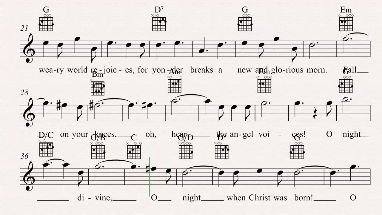 O Holy Night Chords Guitar O Holy Night Christmas Carol Sheet Music Chords Vocals