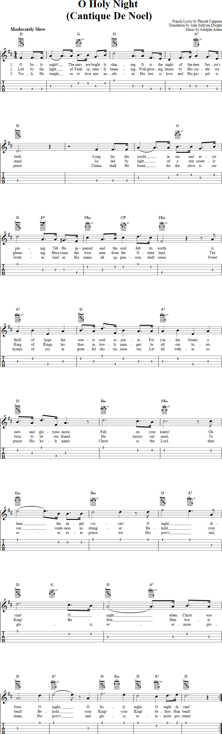 O Holy Night Chords O Holy Night Chords Sheet Music And Tab For Banjo With Lyrics