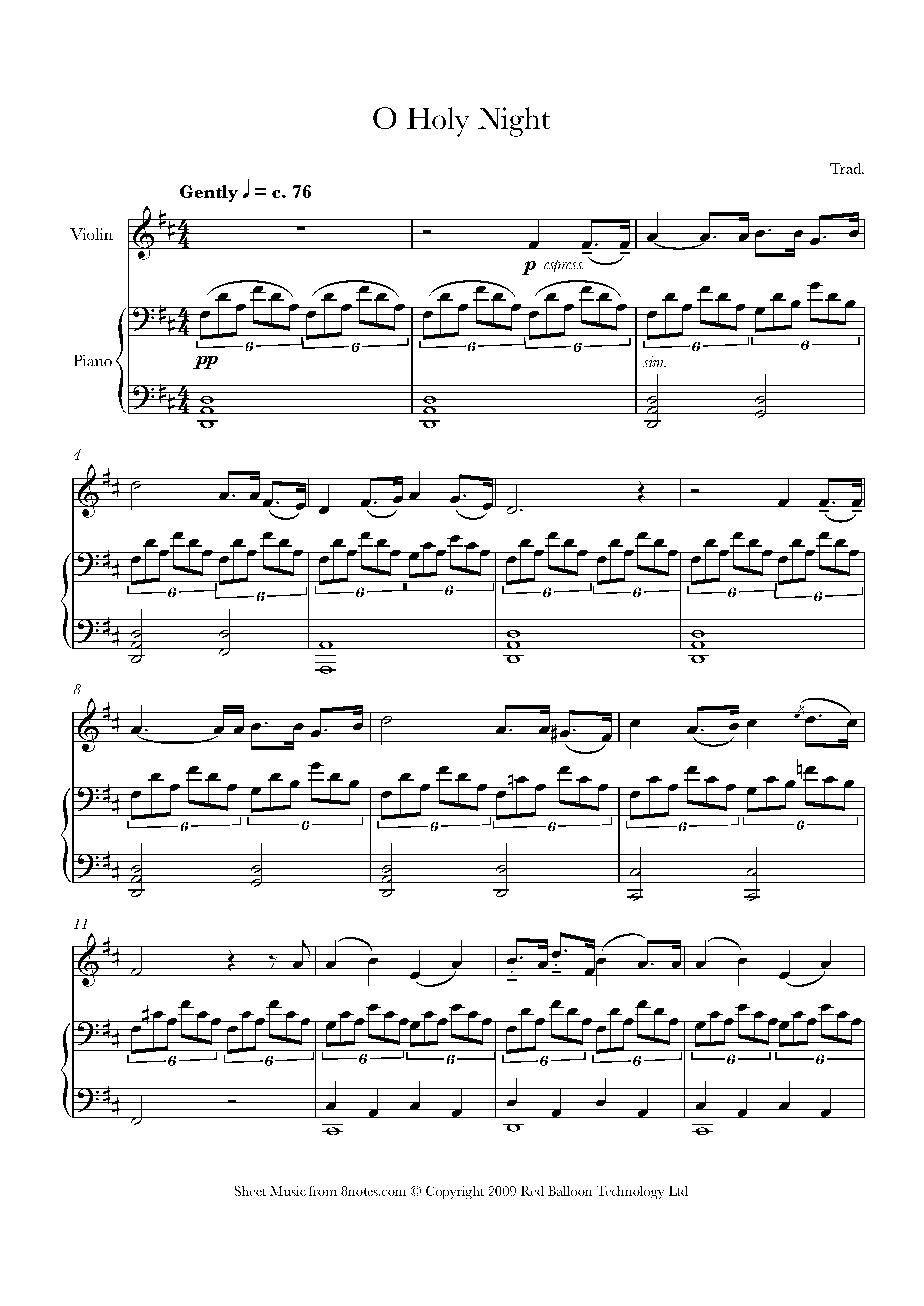 O Holy Night Chords O Holy Night Sheet Music For Violin 8notes