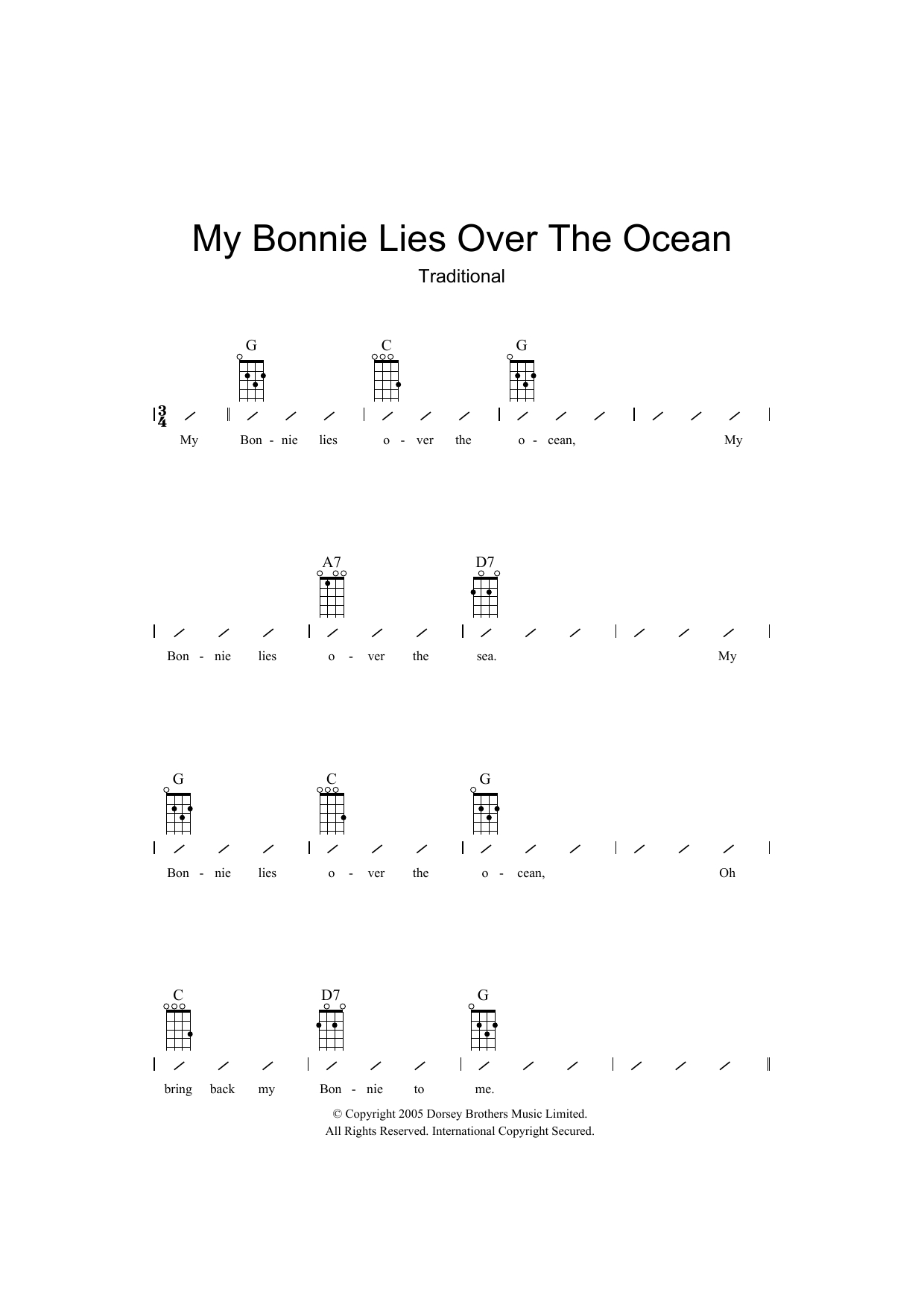 Oceans Guitar Chords My Bonnie Lies Over The Ocean Traditional Piano Vocal Guitar Right Hand Melody Digital Sheet Music