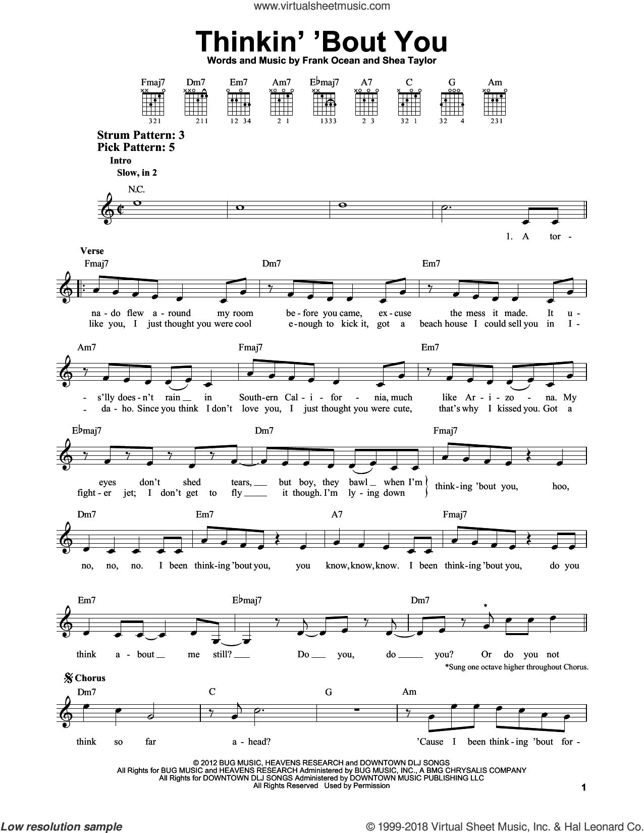 Oceans Guitar Chords Ocean Thinkin Bout You Sheet Music For Guitar Solo Chords