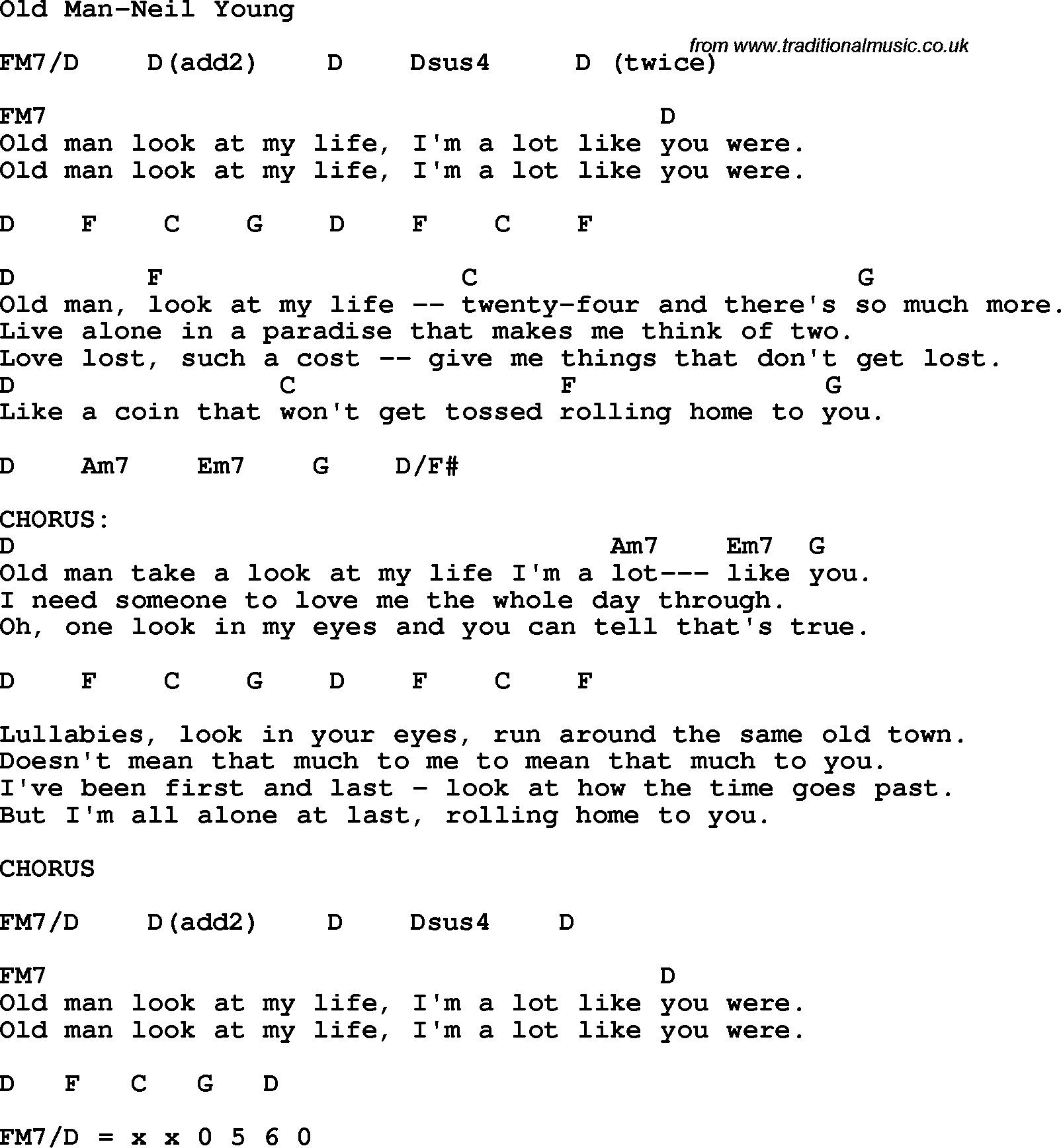 Old Man Chords Protest Song Old Man Neil Young Lyrics And Chords