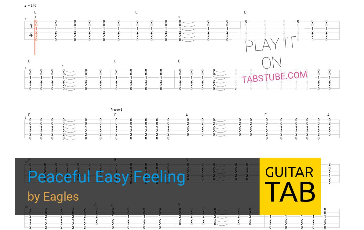 Peaceful Easy Feeling Chords Eagles Peaceful Easy Feeling Guitar Tab And Chords Online View