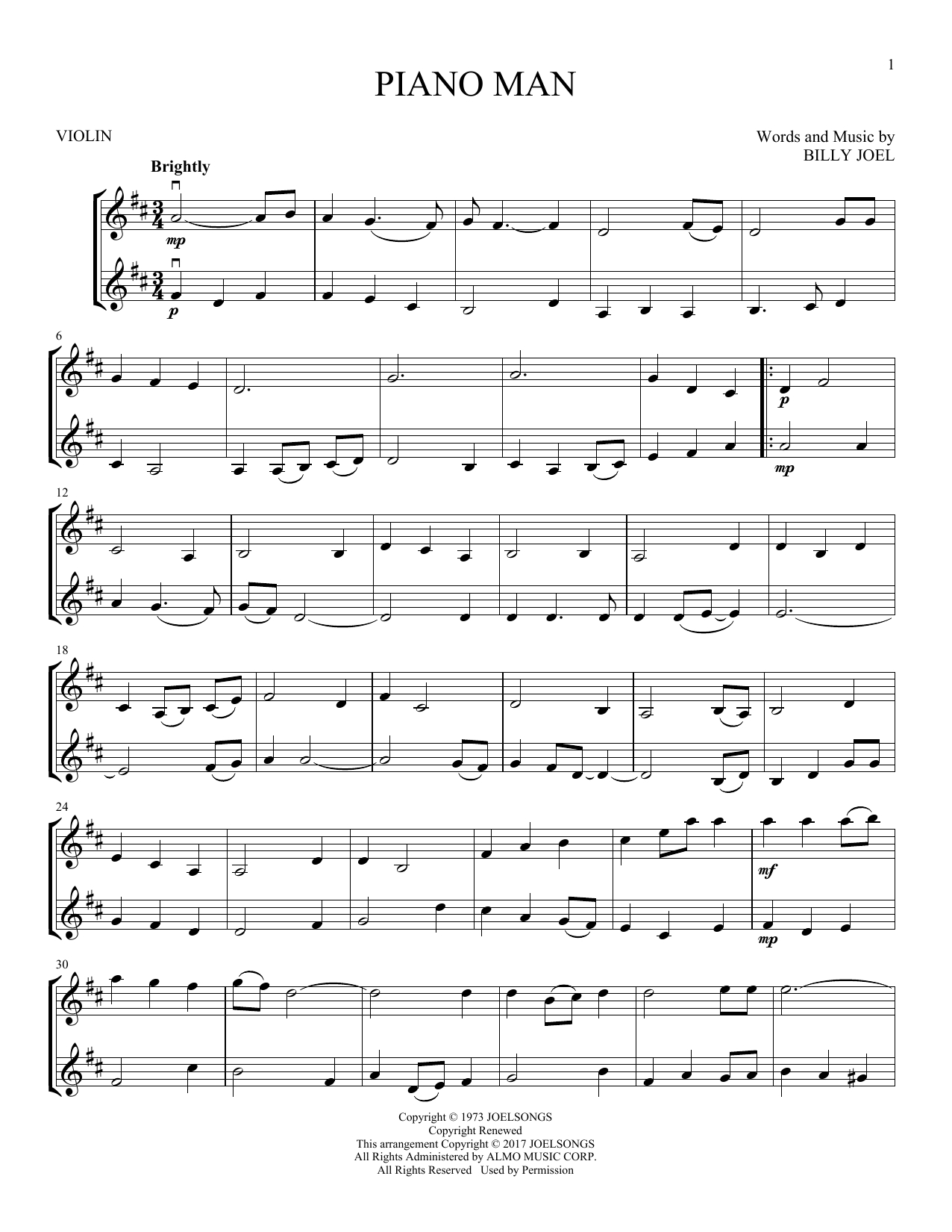 Piano Man Chords Billy Joel Piano Man Sheet Music Notes Chords Download Printable Vlndt Sku 403554
