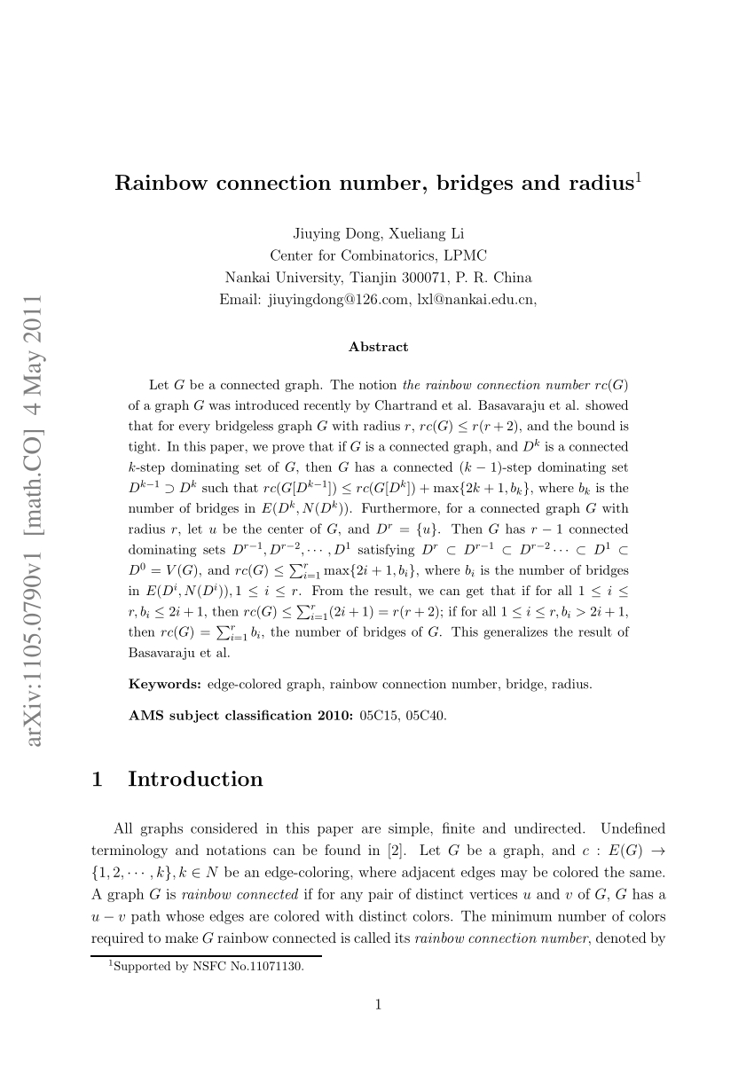 Rainbow Connection Chords Pdf Rainbow Connection Number Bridges And Radius