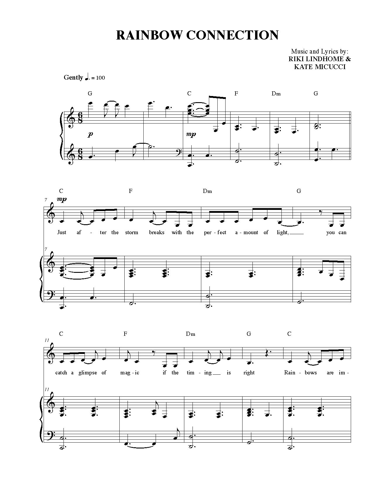 Rainbow Connection Chords Rainbow Connection Sheet Music Garfunkel And Oates