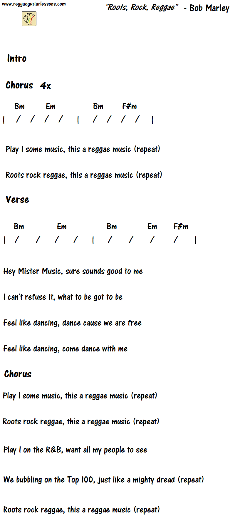 Redemption Song Chords Rootsrock Reggae How To Play Bob Marley Reggae Guitar Lessons