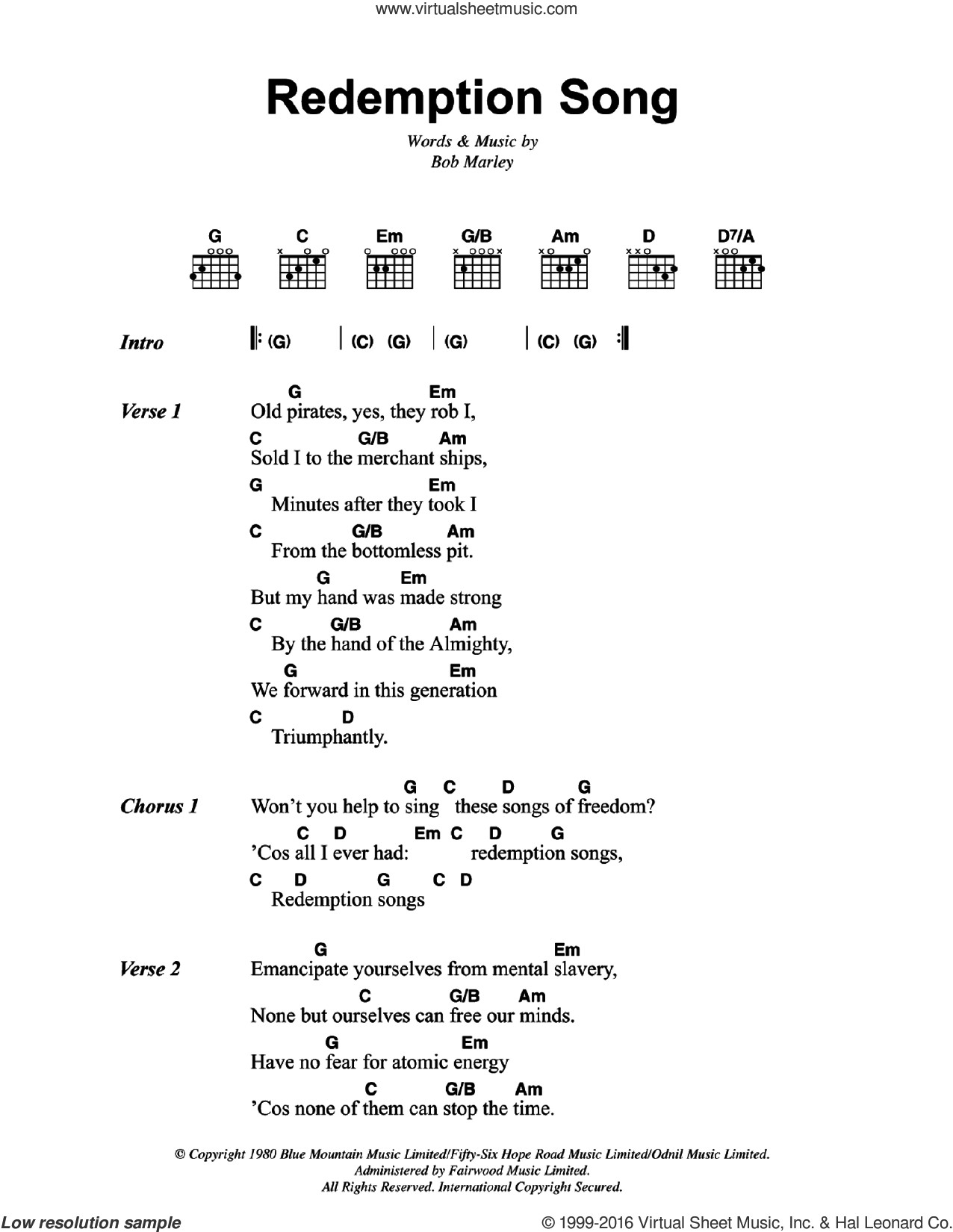 Redemption Song Chords Song Guitar Chords Accomplice Music
