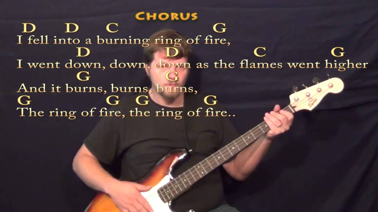 Ring Of Fire Chords Ring Of Fire Johnny Cash Bass Guitar Cover Lesson With Chordslyrics