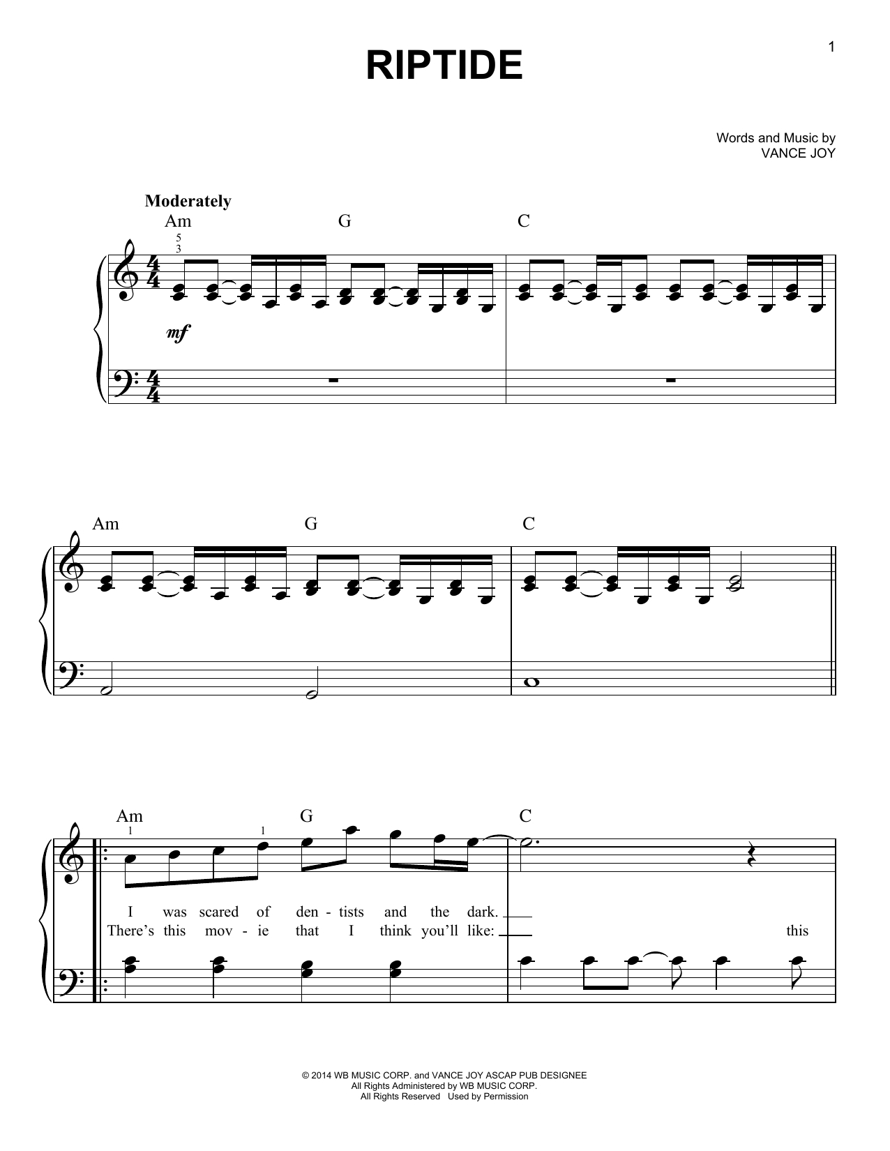 Riptide Chords Ukulele Sheet Music Digital Files To Print Licensed Vance Joy Digital