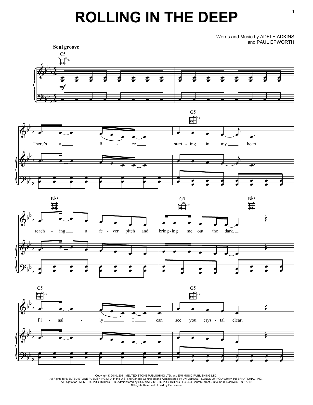 Rolling In The Deep Chords Adele Rolling In The Deep Sheet Music Notes Chords Download Printable Drums Sku 176320