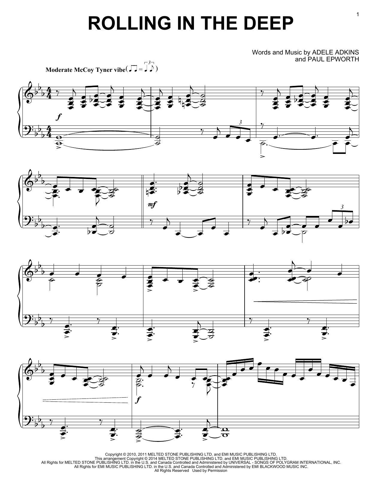 Rolling In The Deep Chords Adele Rolling In The Deep Sheet Music Notes Chords Download Printable Piano Solo Sku 156966