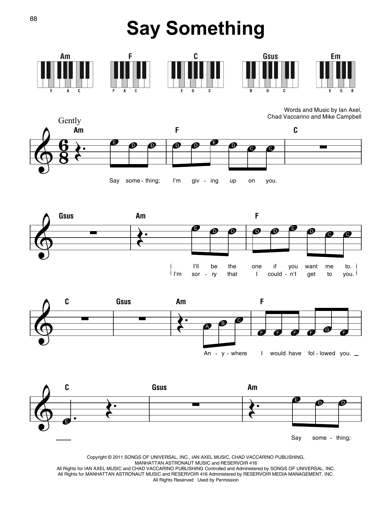 Say Something Piano Chords Say Something A Great Big World Super Easy Piano Digital Sheet Music