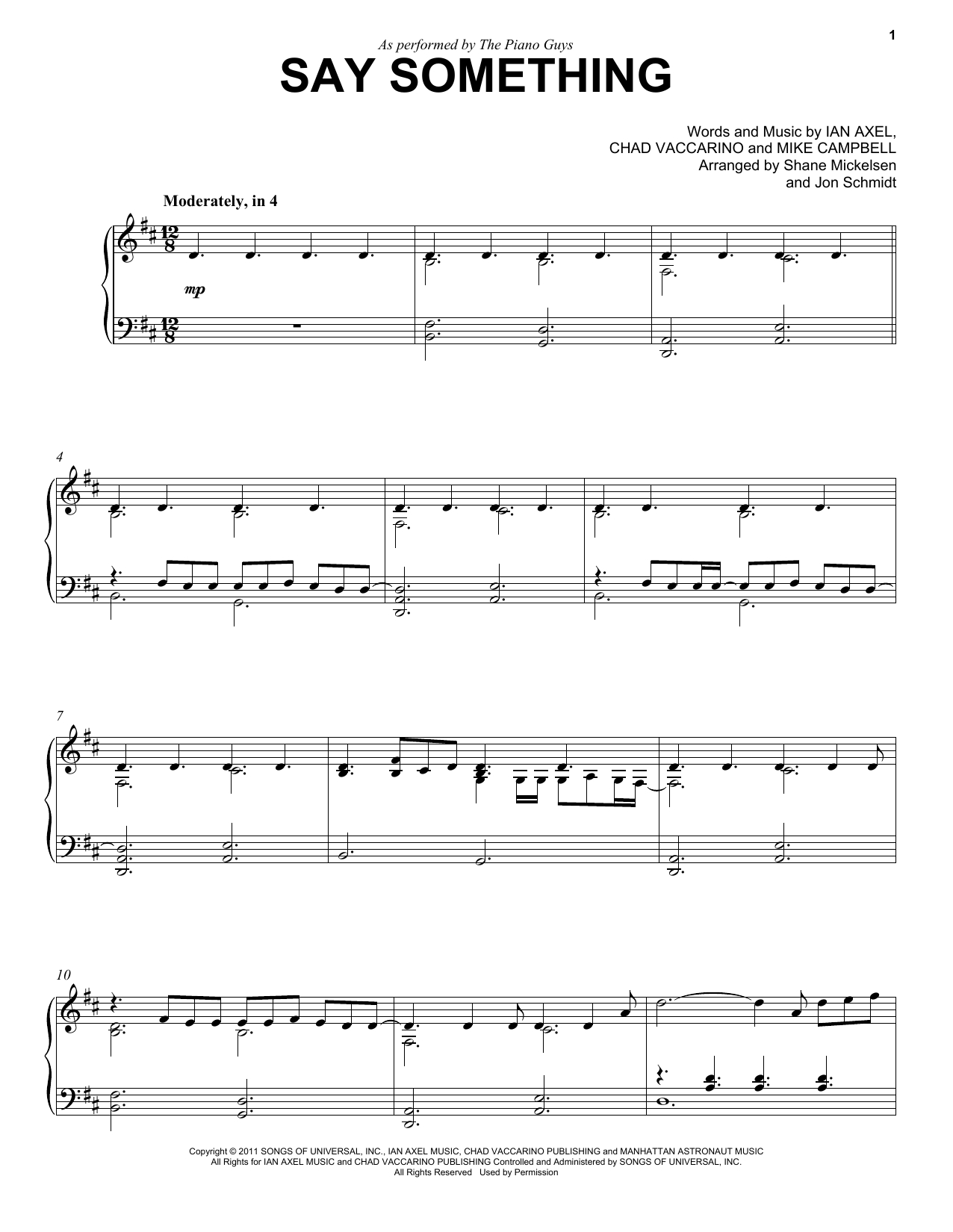 Say Something Piano Chords The Piano Guys Say Something Sheet Music Notes Chords Download Printable Cello And Piano Sku 163910
