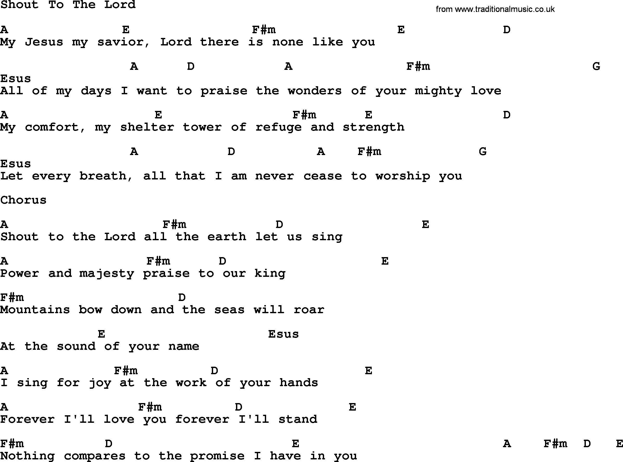 Shout To The Lord Chords Ascension Hymn Shout To The Lord Lyrics Chords And Pdf
