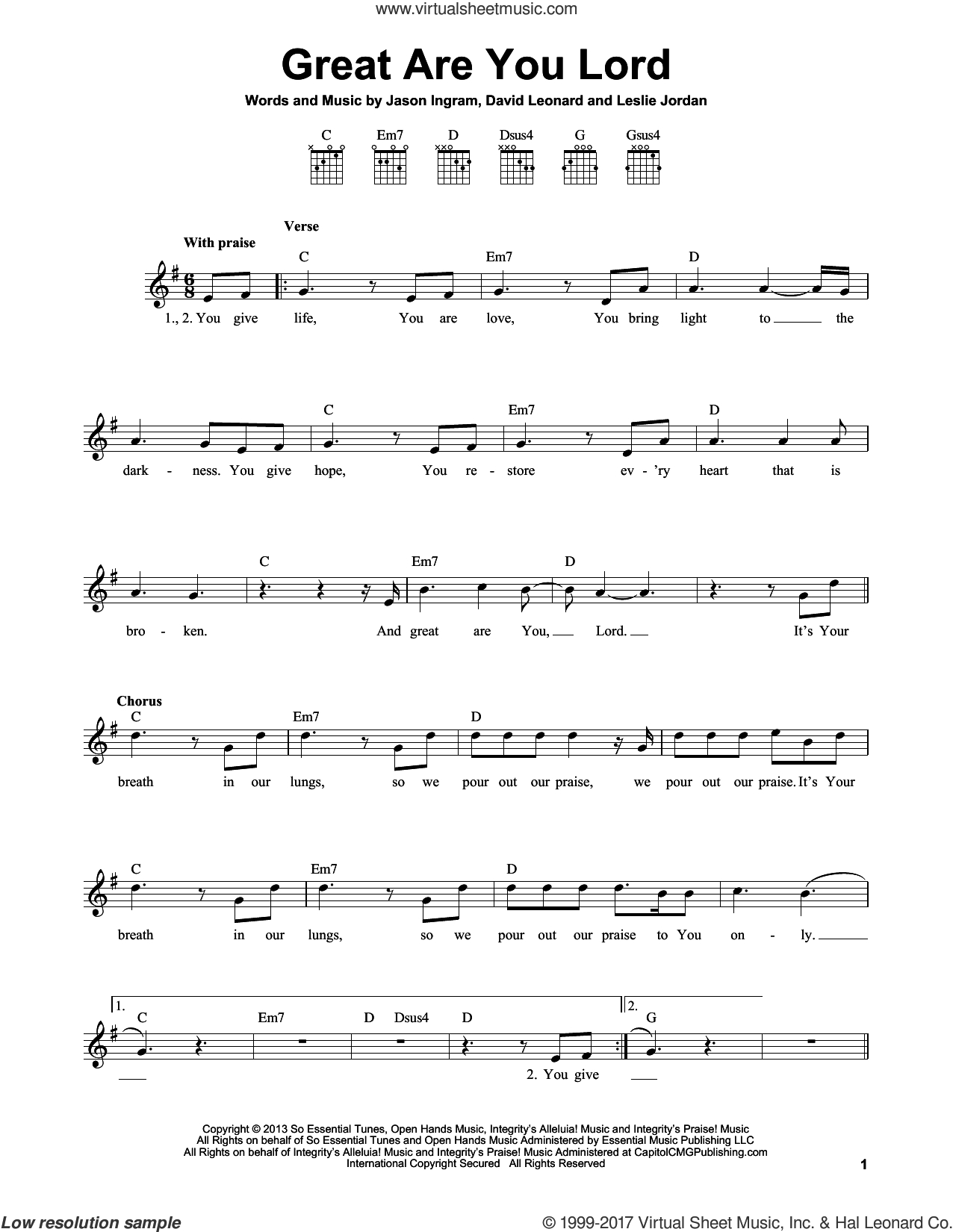 Shout To The Lord Chords Ingram Great Are You Lord Sheet Music For Guitar Solo Chords
