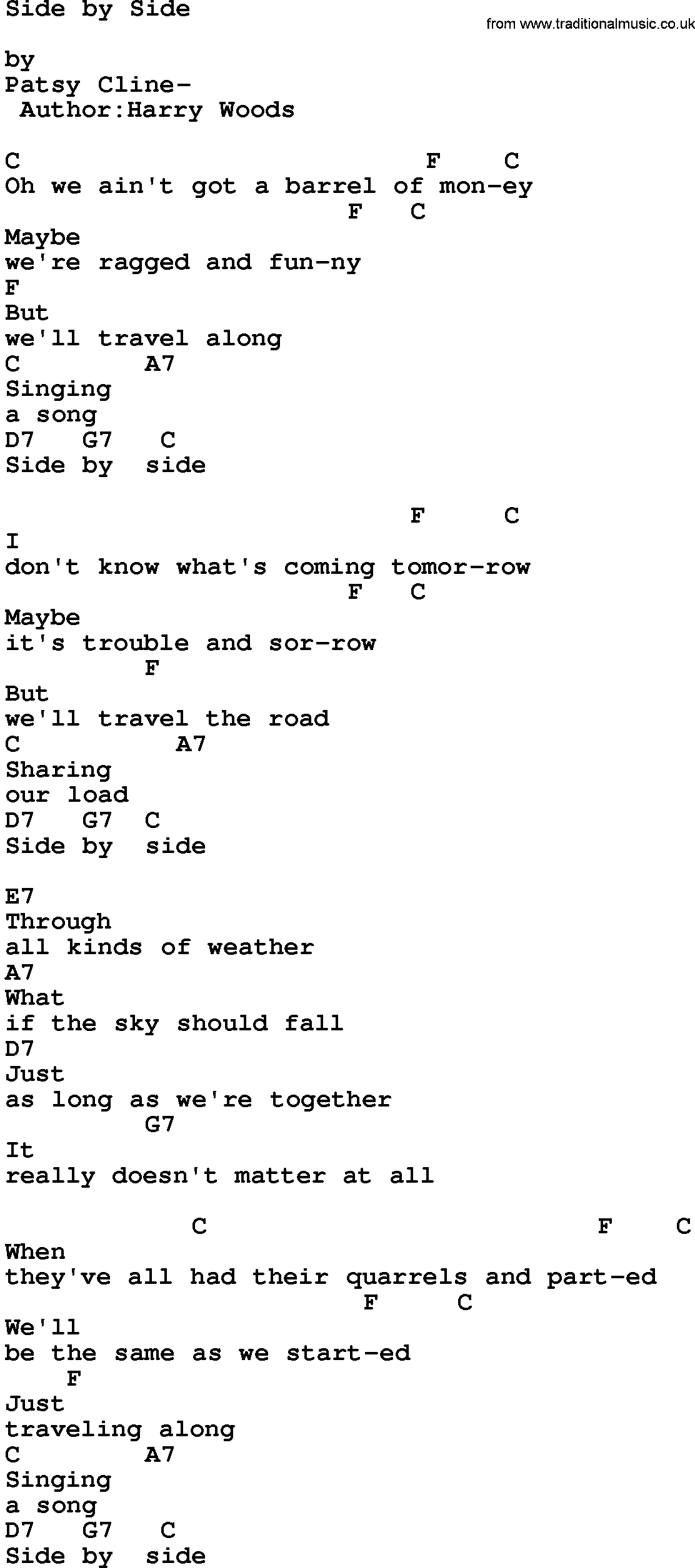 Side To Side Chords Country Musicside Side Lyrics And Chords
