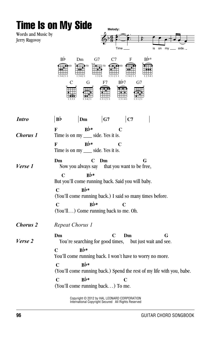 Side To Side Chords Time Is On My Side The Rolling Stones Guitar Chordslyrics Digital Sheet Music