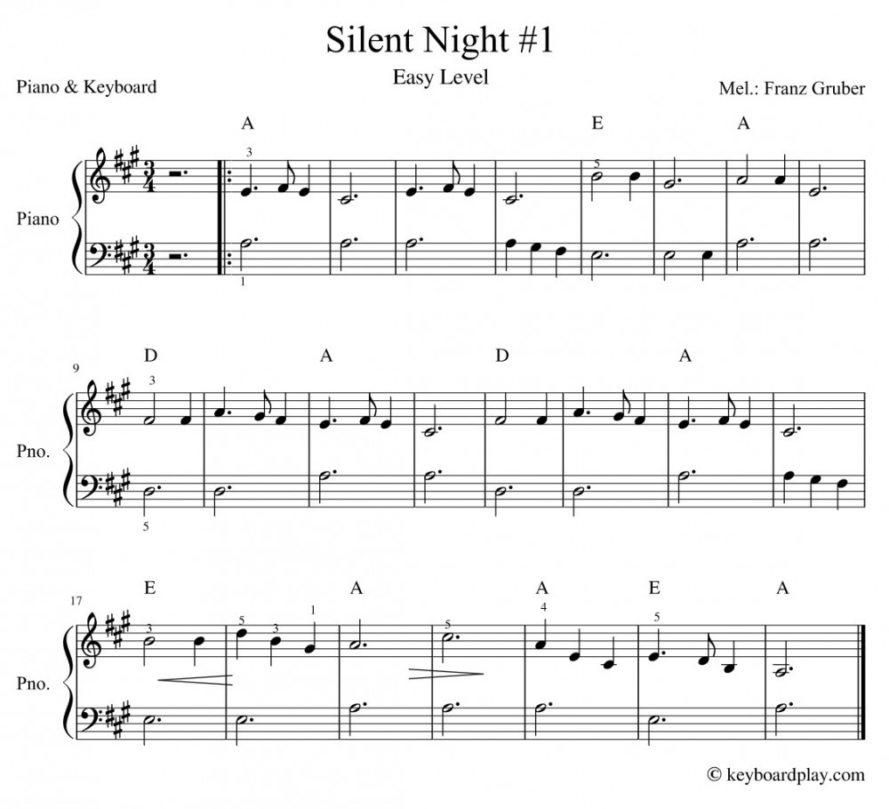 Silent Night Chords Silent Night Chords How To Play The Chords On The Piano And