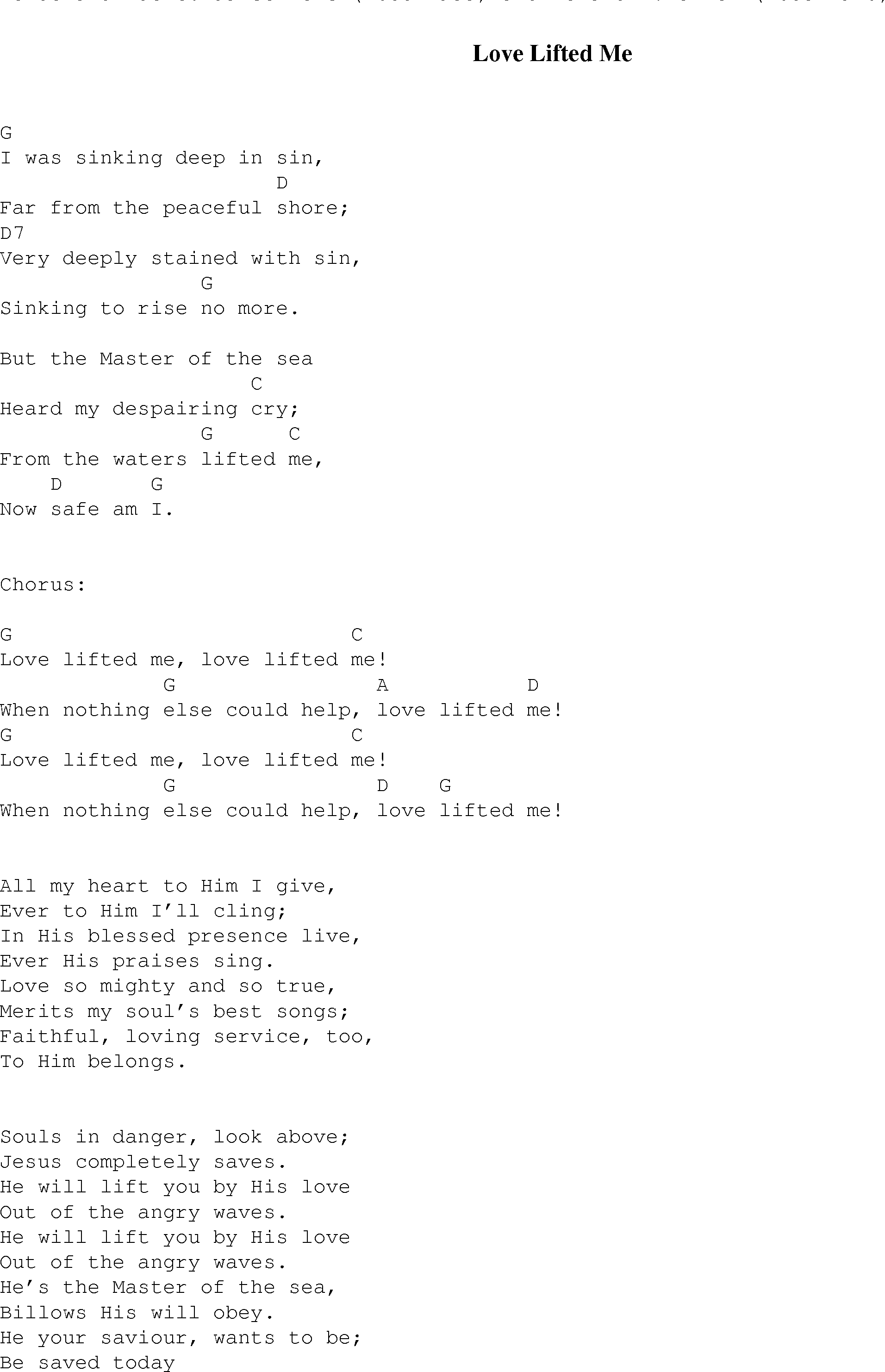 Sinking Deep Chords Love Lifted Me Christian Gospel Song Lyrics And Chords