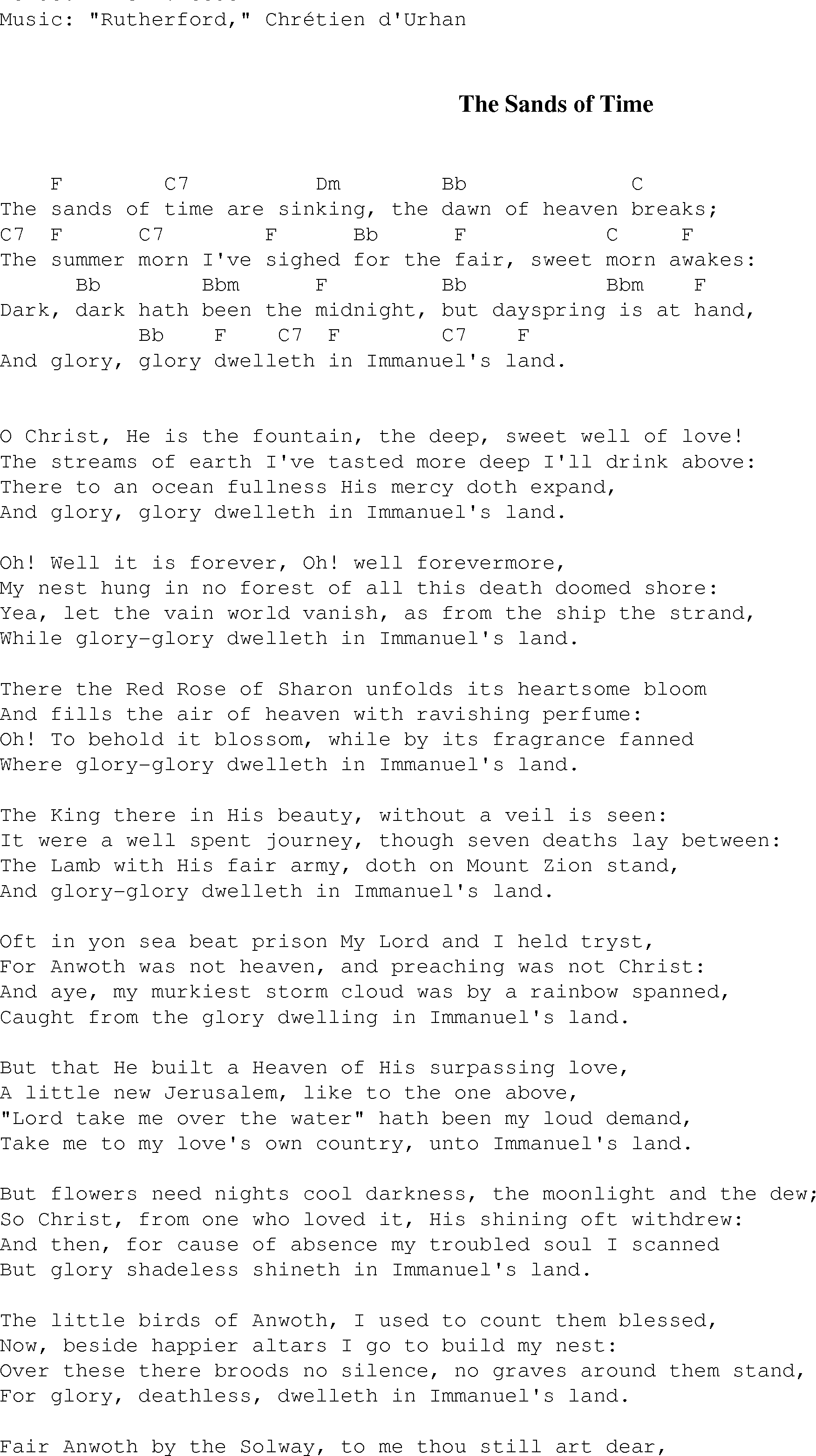 Sinking Deep Chords The Sands Of Time Christian Gospel Song Lyrics And Chords