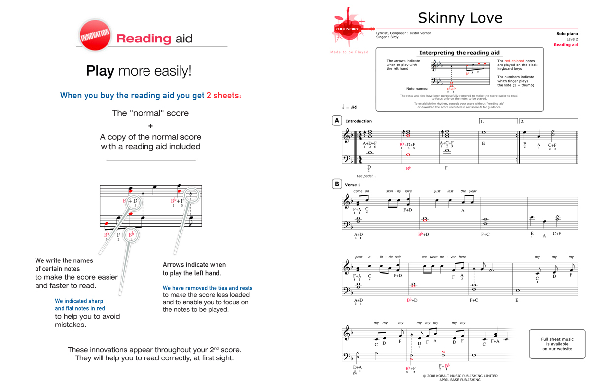 Skinny Love Chords Free Piano Sheet Music Skinny Love Birdy Noviscore Sheets