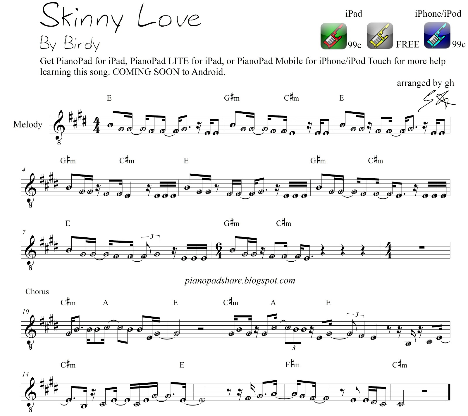 Skinny Love Chords Skinny Love Birdy Chords