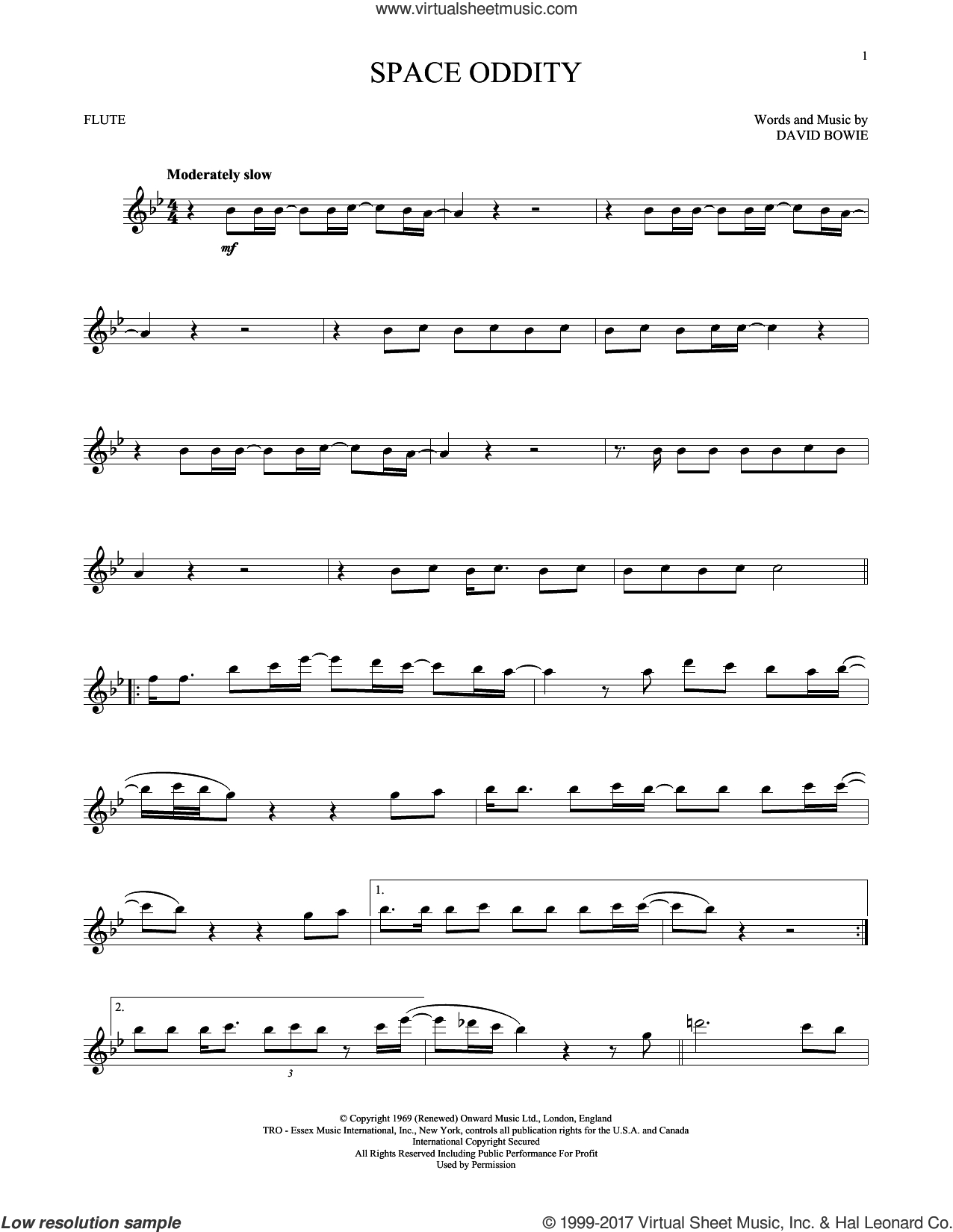 Space Oddity Chords Bowie Space Oddity Sheet Music For Flute Solo Pdf Interactive
