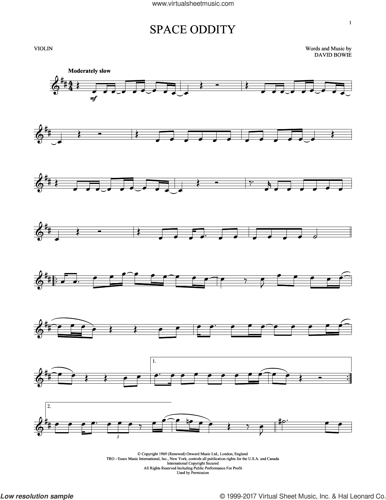 Space Oddity Chords Bowie Space Oddity Sheet Music For Violin Solo Pdf