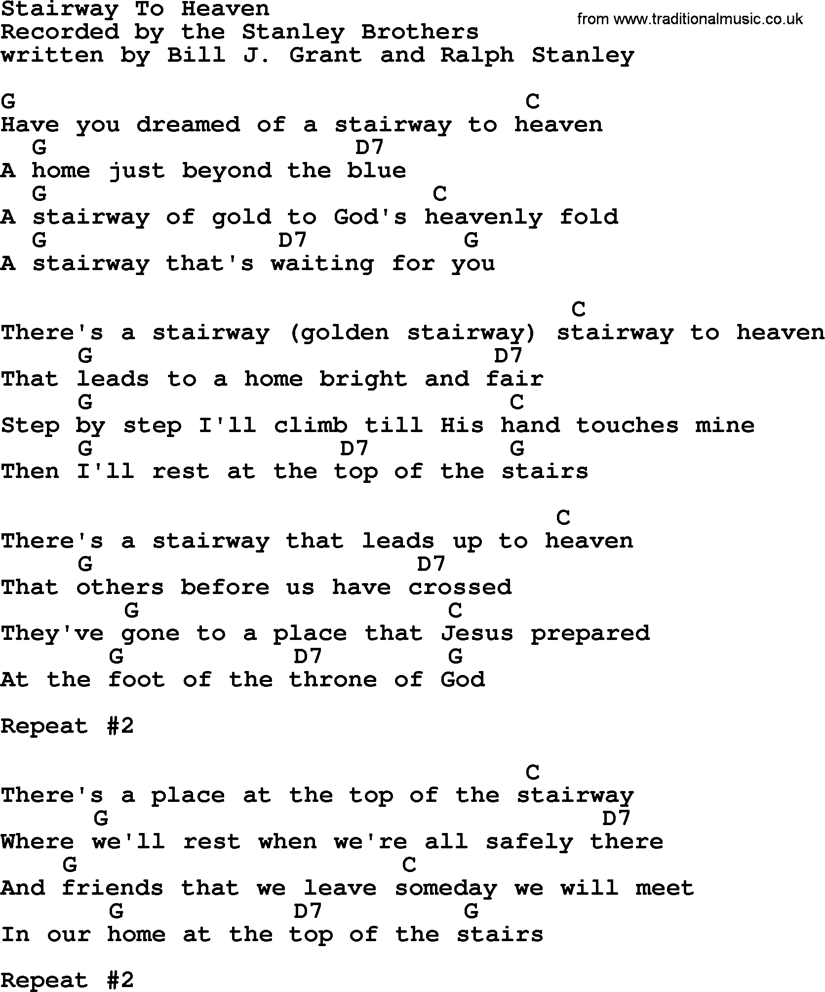 Stairway To Heaven Chords Stairway To Heaven Bluegrass Lyrics With Chords