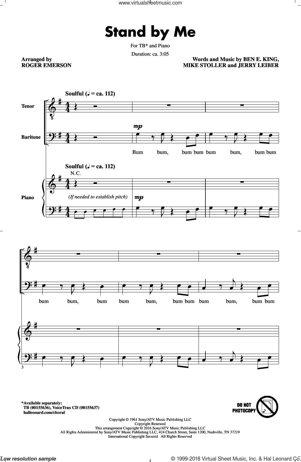 Stand By Me Chords Stoller Stand Me Arr Roger Emerson Sheet Music For Choir Tb Tenor Bass