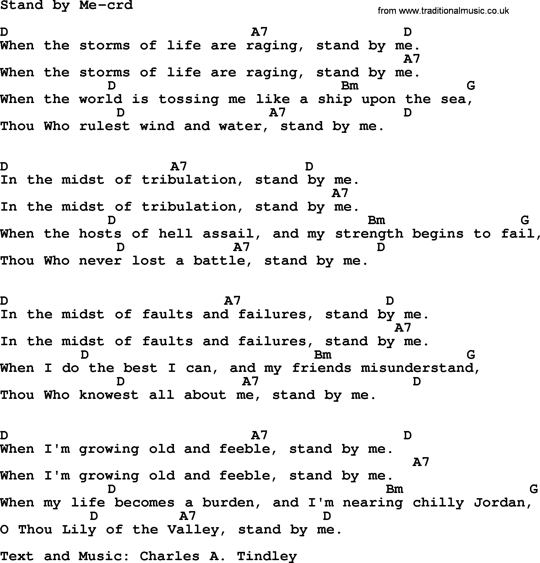 Stand By Me Chords Top 500 Hymn Stand Me Lyrics Chords And Pdf