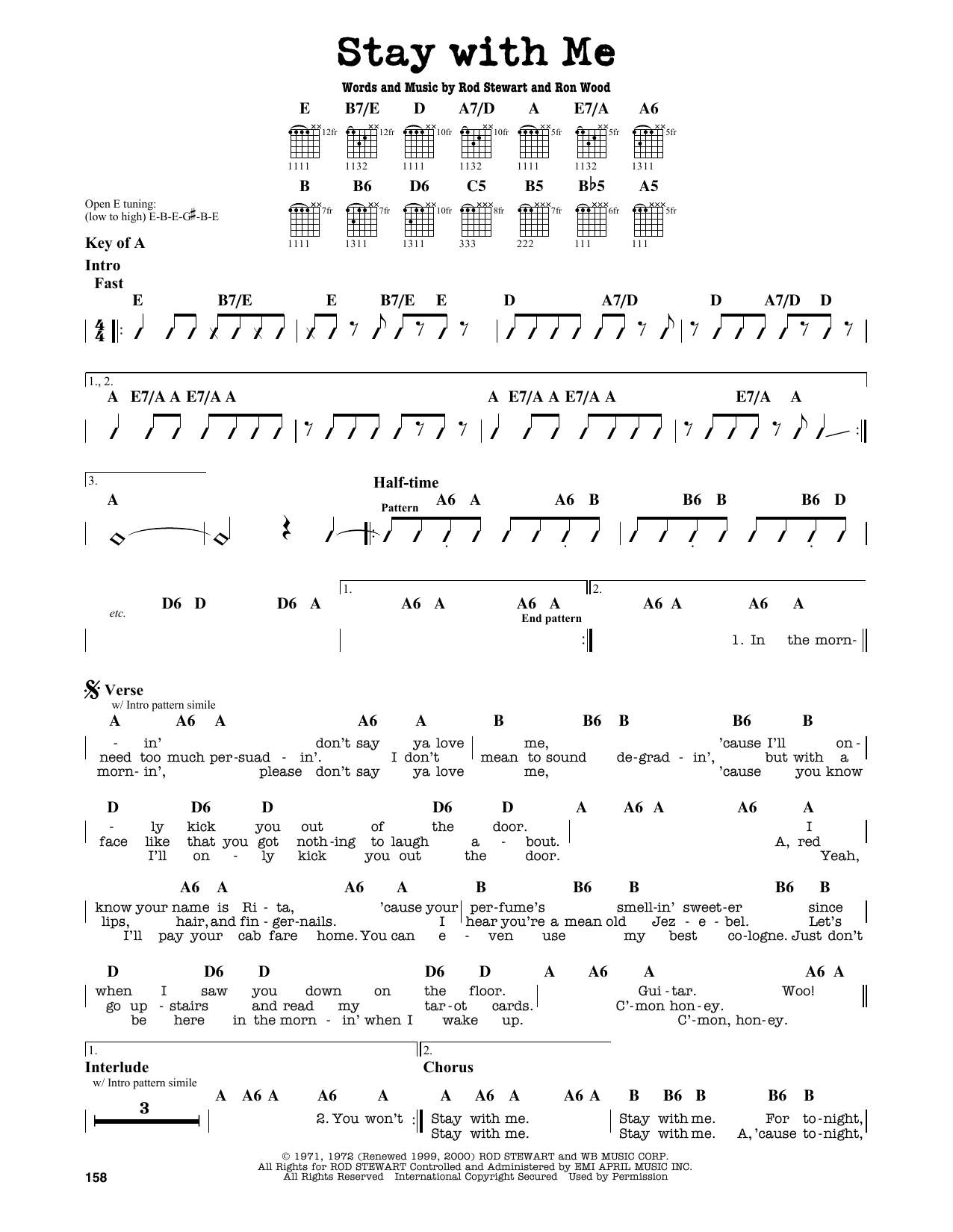 Stay With Me Chords Rod Stewart Stay With Me Sheet Music Notes Chords Download Printable Guitar Lead Sheet Sku 164137