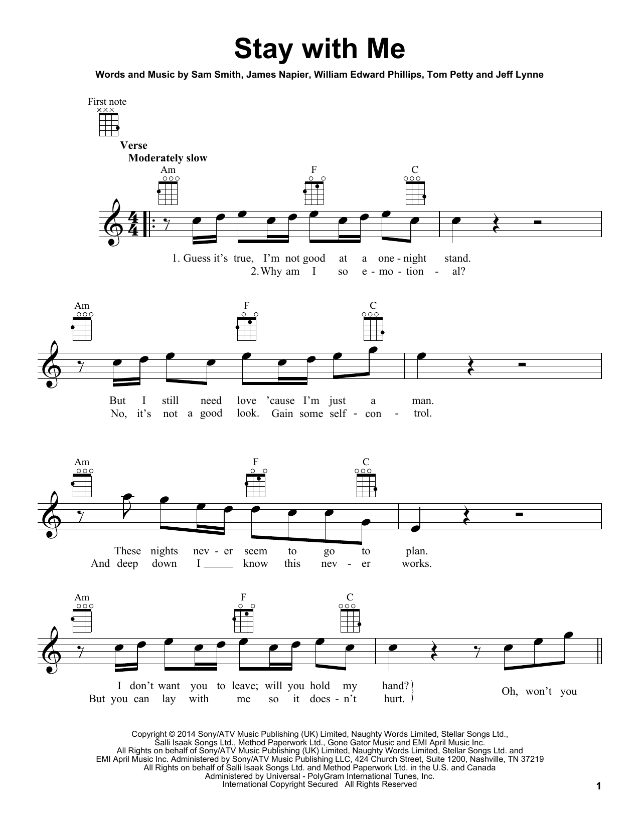 Stay With Me Chords Sheet Music Digital Files To Print Licensed William Edward