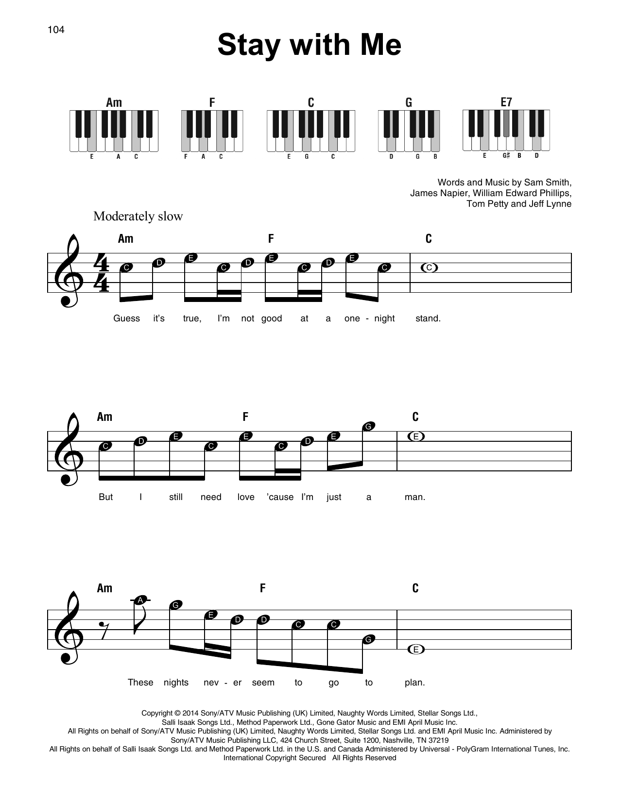 Stay With Me Chords Stay With Me Sheet Music Sam Smith Super Easy Piano