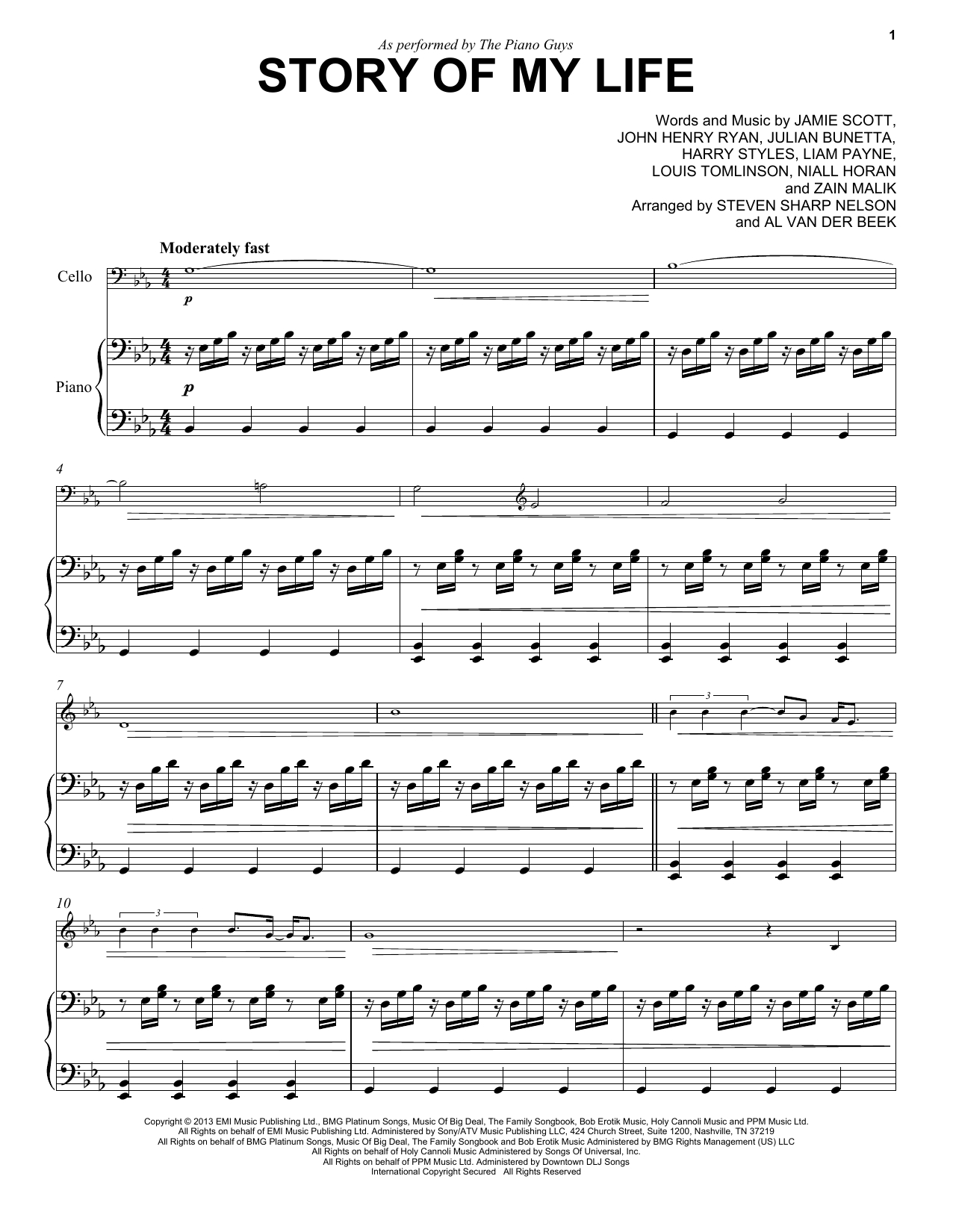 Story Of My Life Chords The Piano Guys Story Of My Life Sheet Music Notes Chords Download Printable Cello And Piano Sku 157602