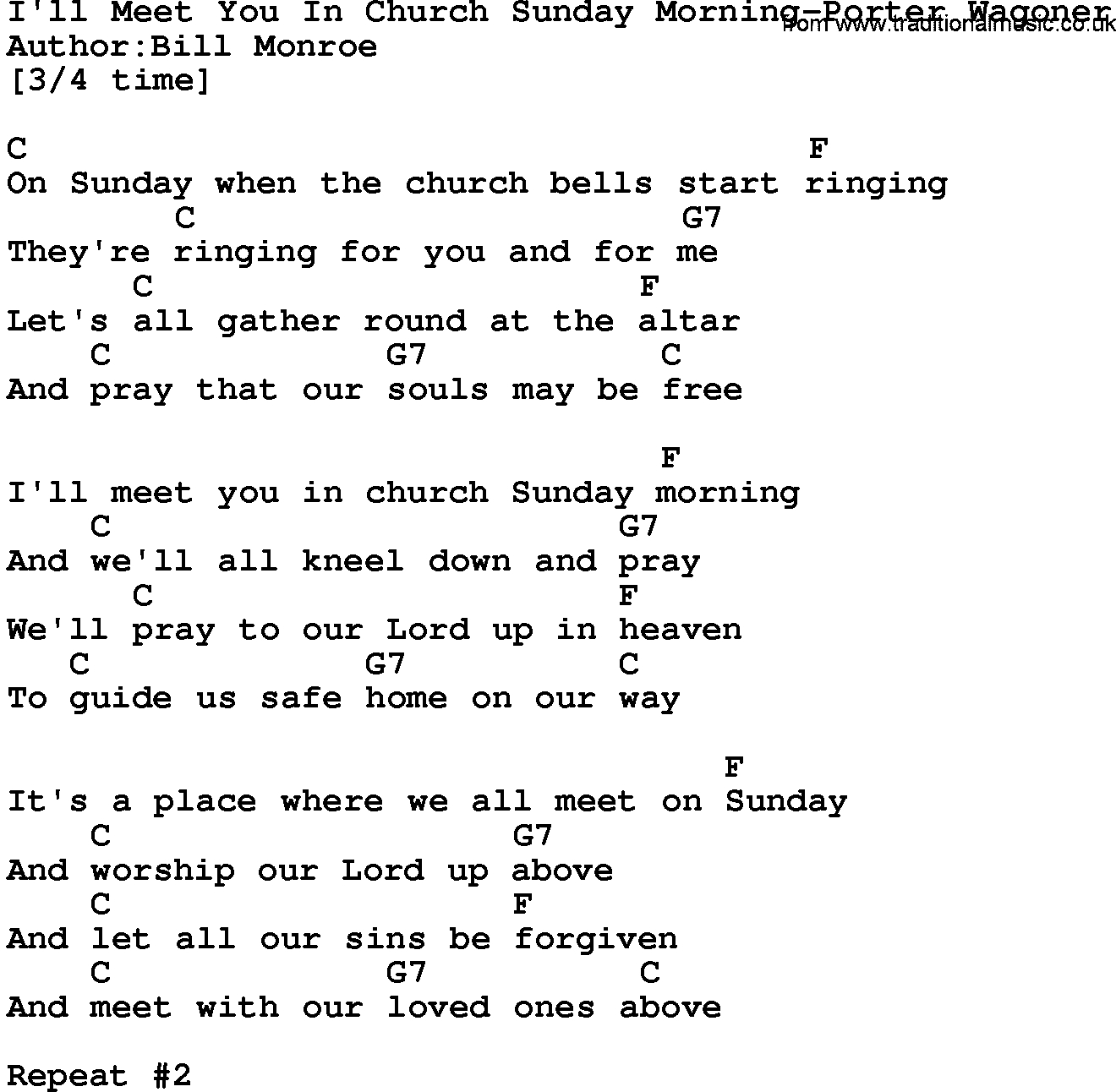 Sunday Morning Chords Country Musicill Meet You In Church Sunday Morning Porter Wagoner