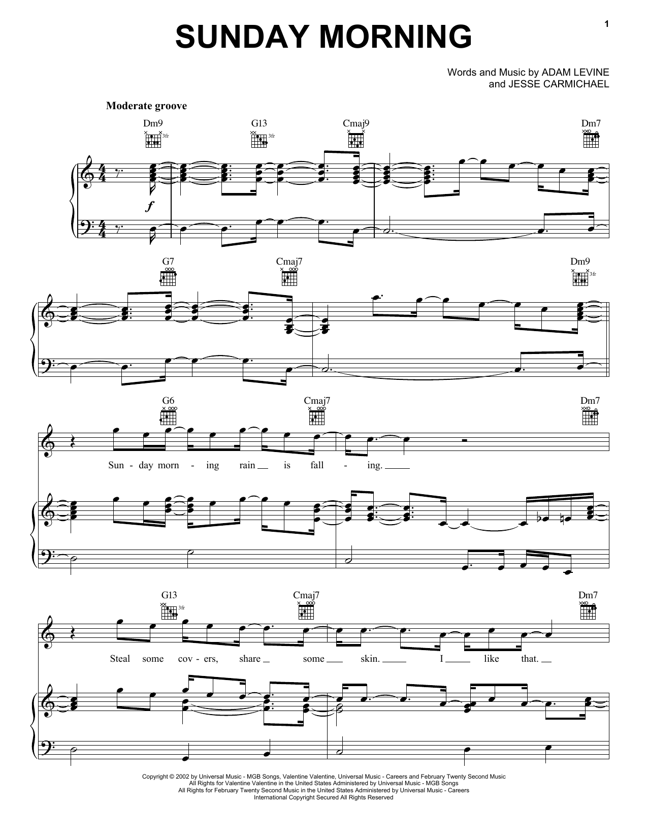 Sunday Morning Chords Maroon 5 Sunday Morning Sheet Music Notes Chords Download Printable Piano Vocal Guitar Right Hand Melody Sku 31387
