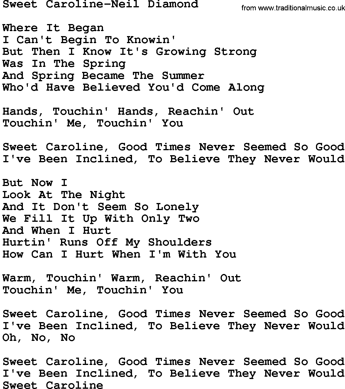 Sweet Caroline Chords Dietamed info