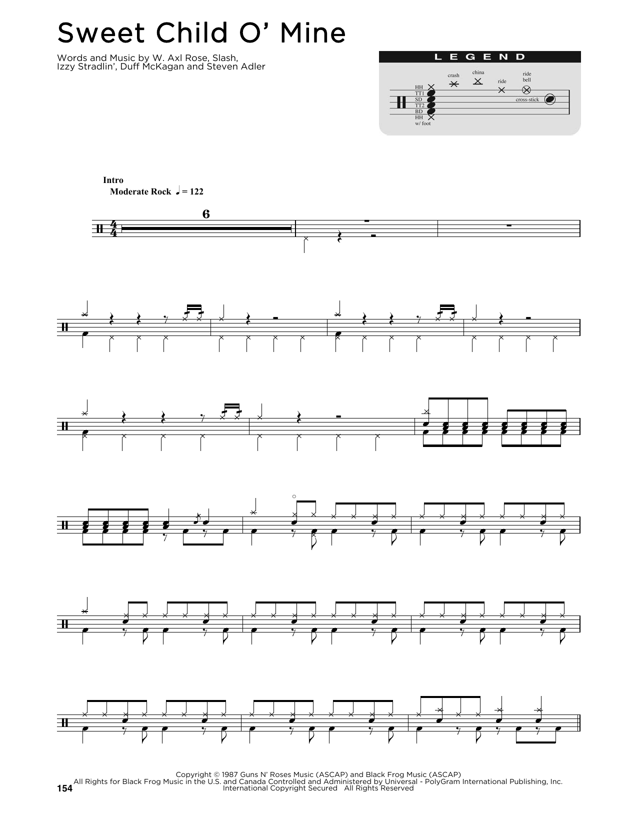 Sweet Child Of Mine Chords Sheet Music Digital Files To Print Licensed Guns N Roses Digital