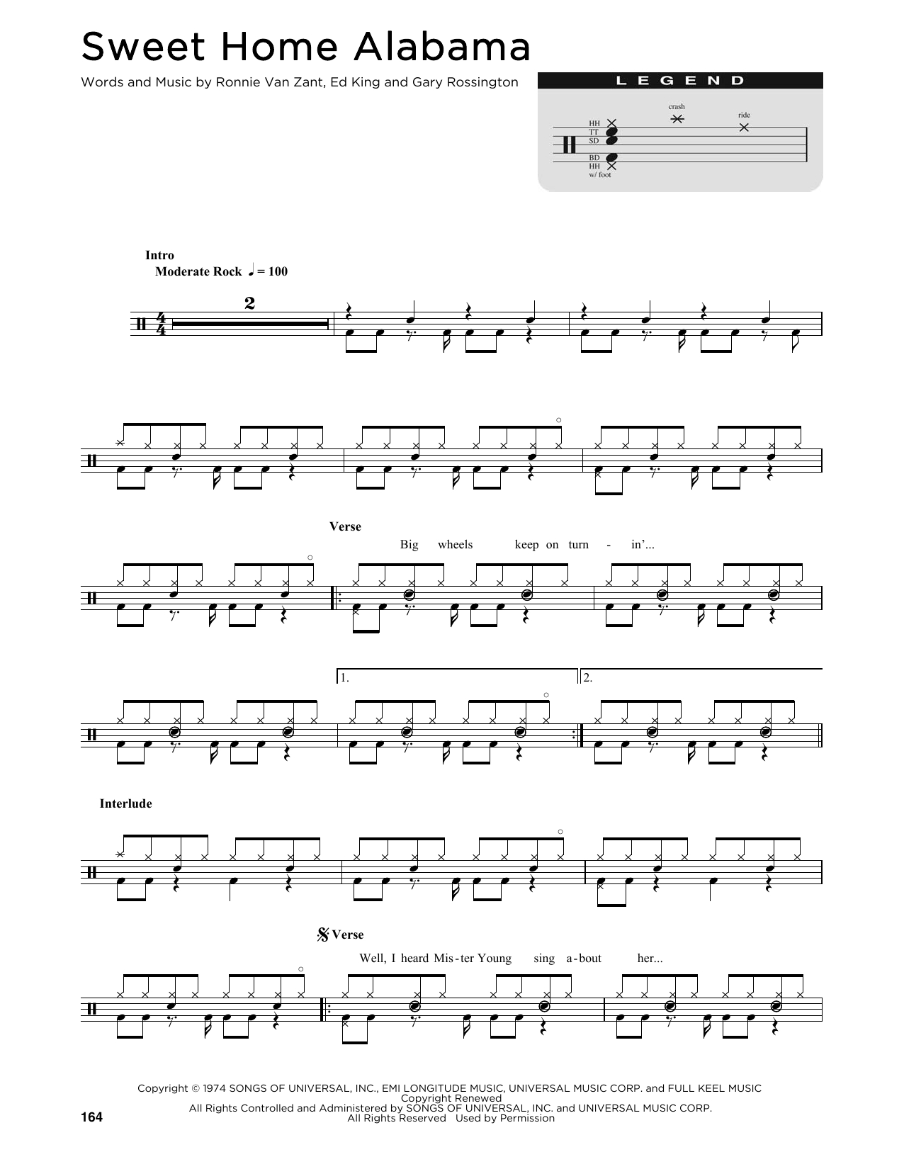 Sweet Home Alabama Chords Sheet Music Digital Files To Print Licensed Ed King Digital Sheet