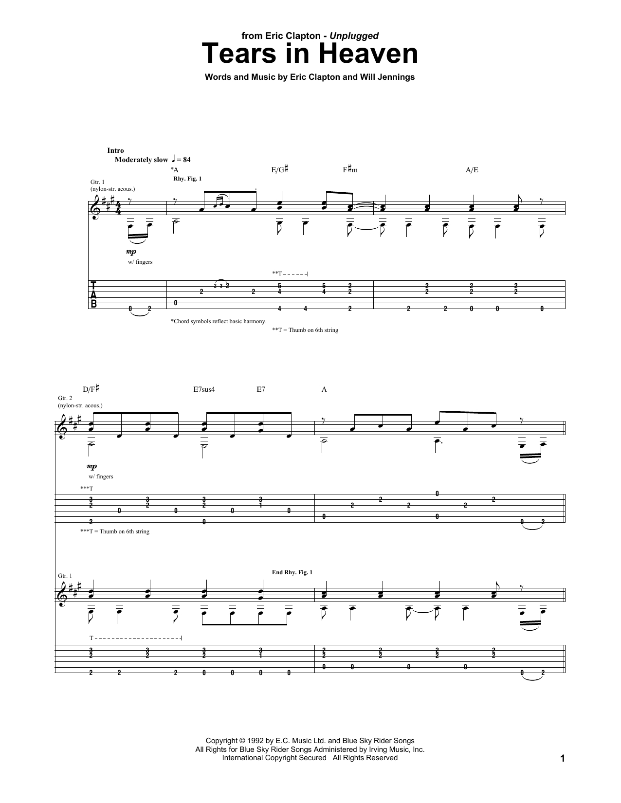 Tears In Heaven Chords Sheet Music Digital Files To Print Licensed Will Jennings Digital
