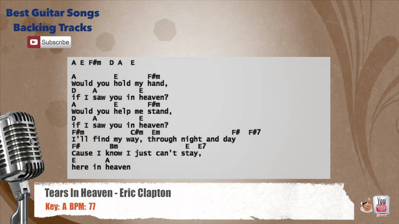 Tears In Heaven Chords Tears In Heaven Eric Clapton Vocal Backing Track With Chords And Lyrics