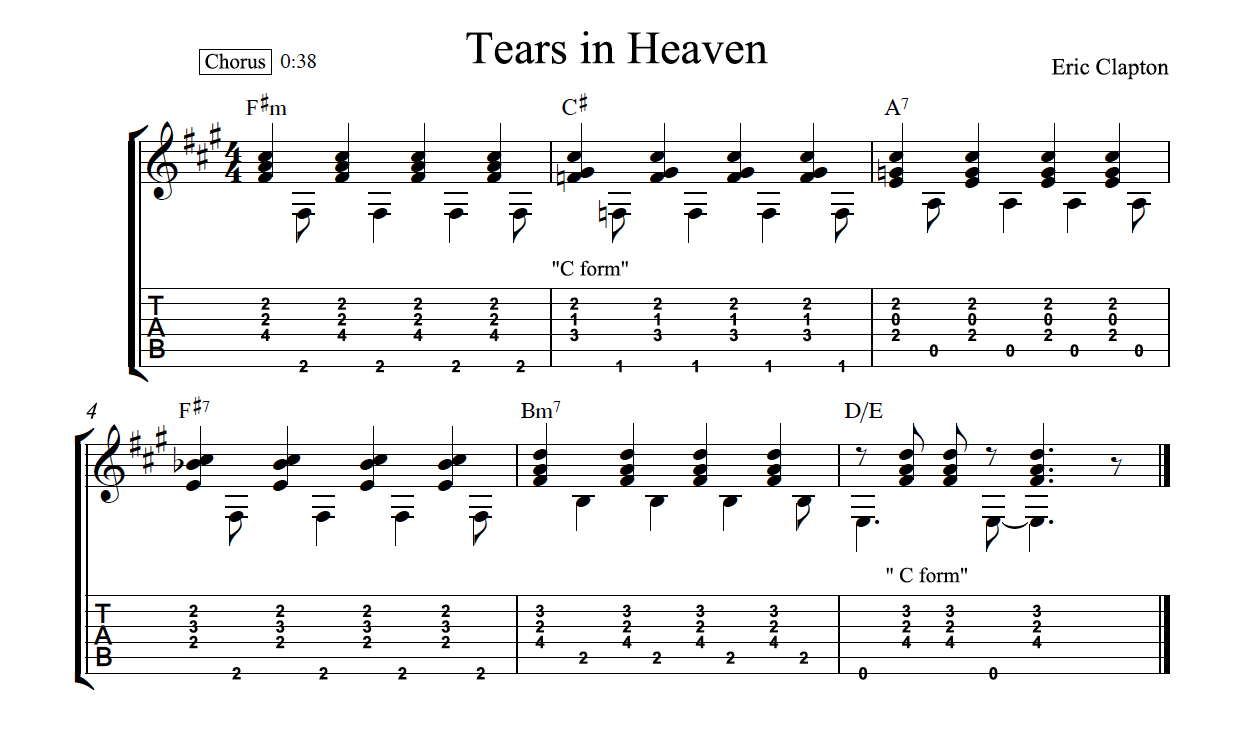 Tears In Heaven Chords Tears In Heaven Guitar Tab Music How To Acoustic Guitar Music
