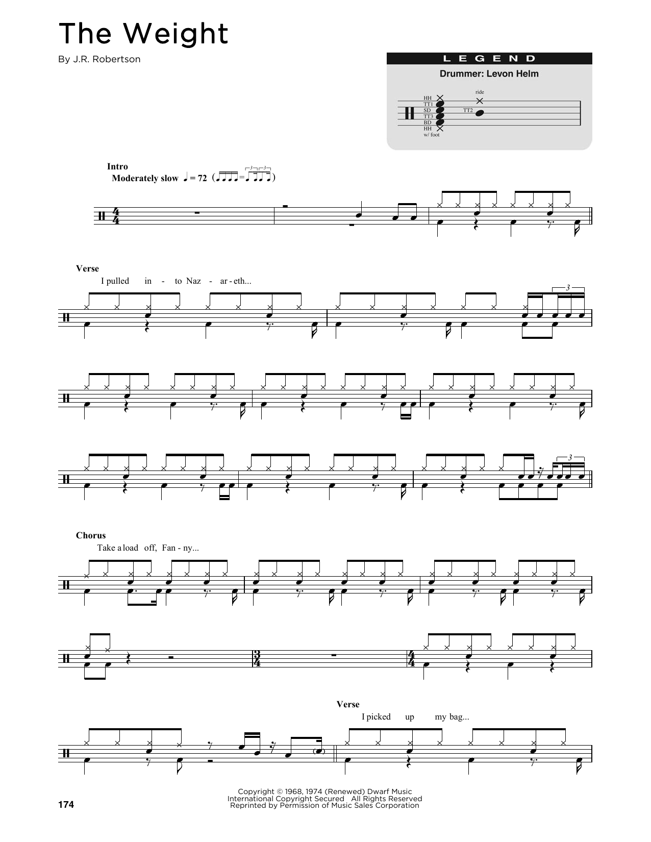 The Weight Chords The Weight The Band Piano Vocal Guitar Right Hand Melody Digital Sheet Music