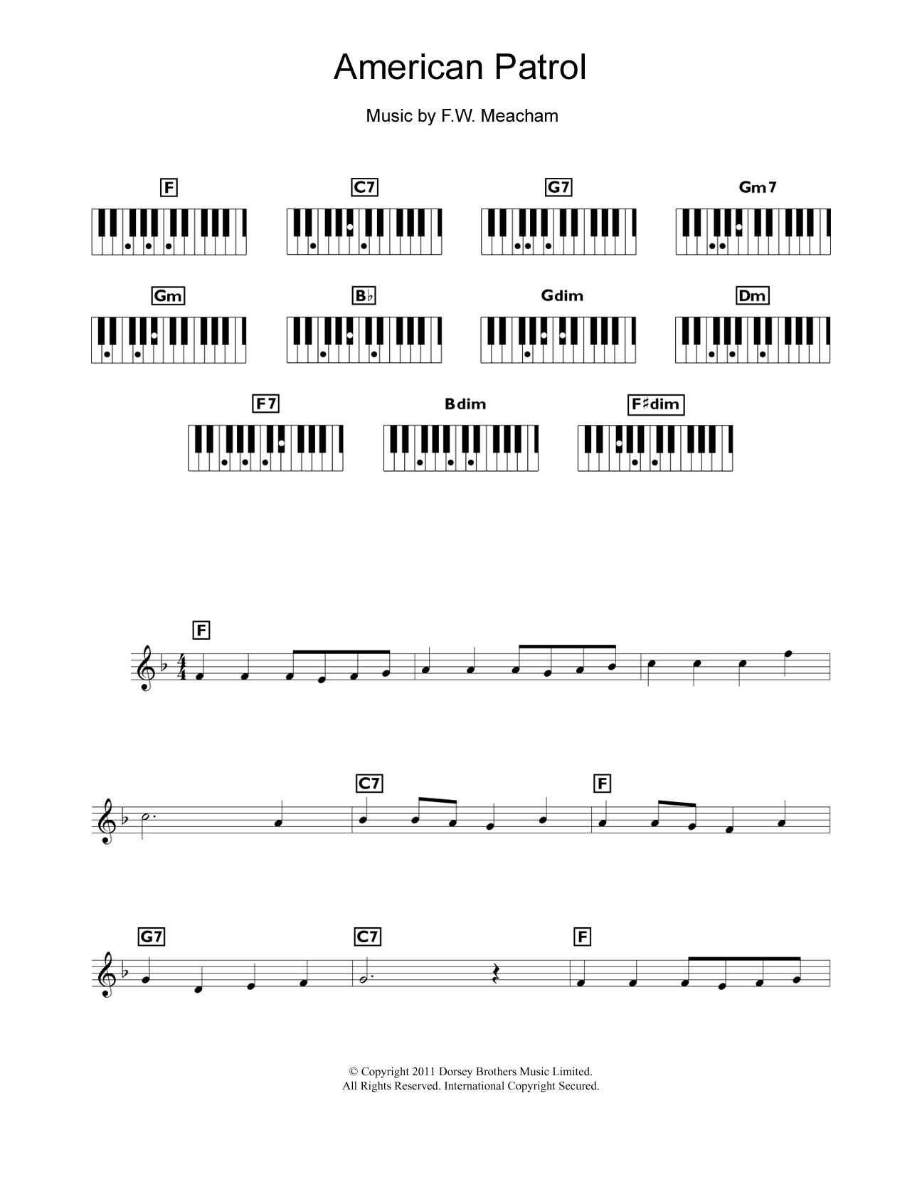 This Is Gospel Piano Chords American Patrol Glenn Miller Piano Chordslyrics Digital Sheet Music