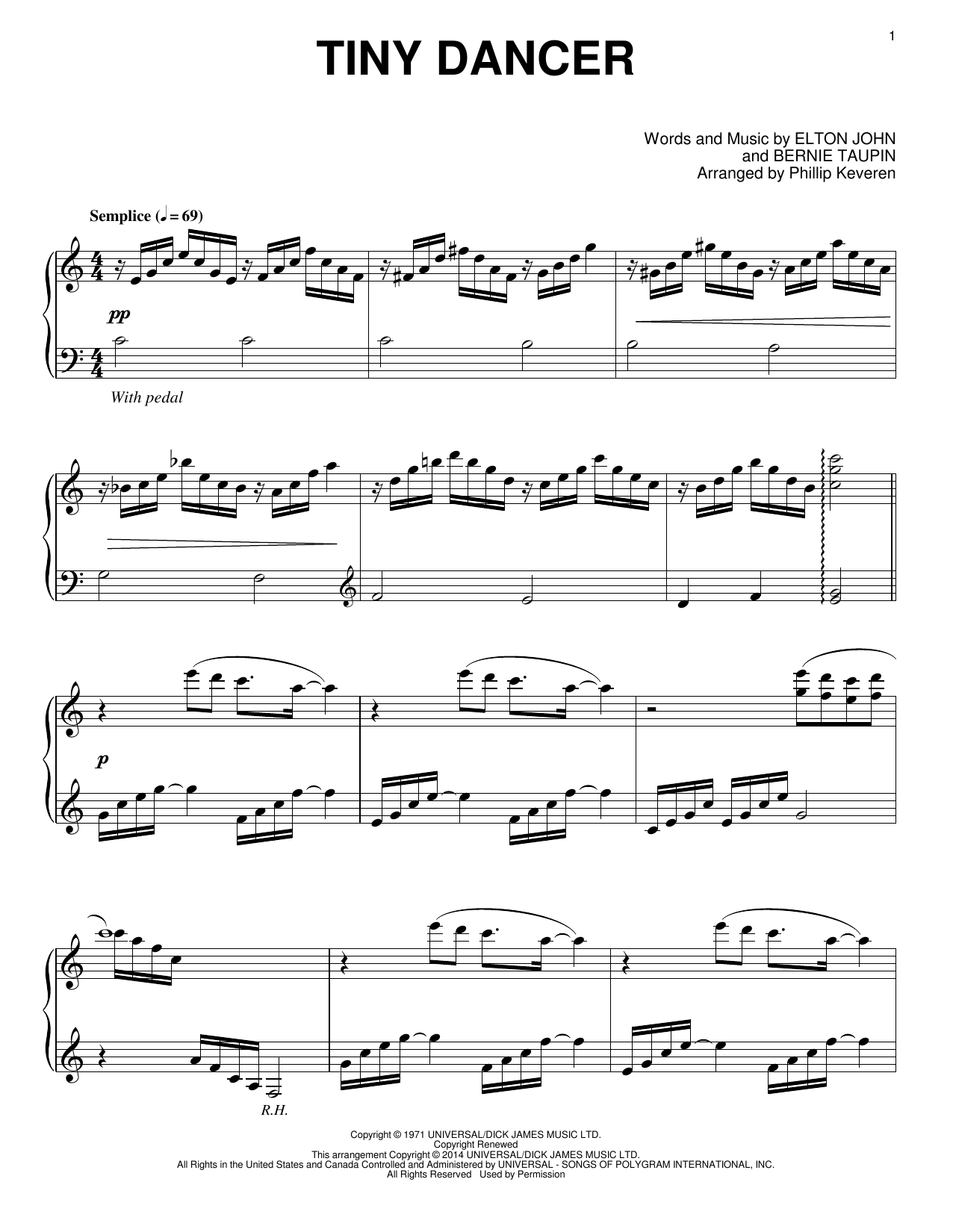 Tiny Dancer Chords Phillip Keveren Tiny Dancer Sheet Music Notes Chords Download Printable Piano Solo Sku 154335