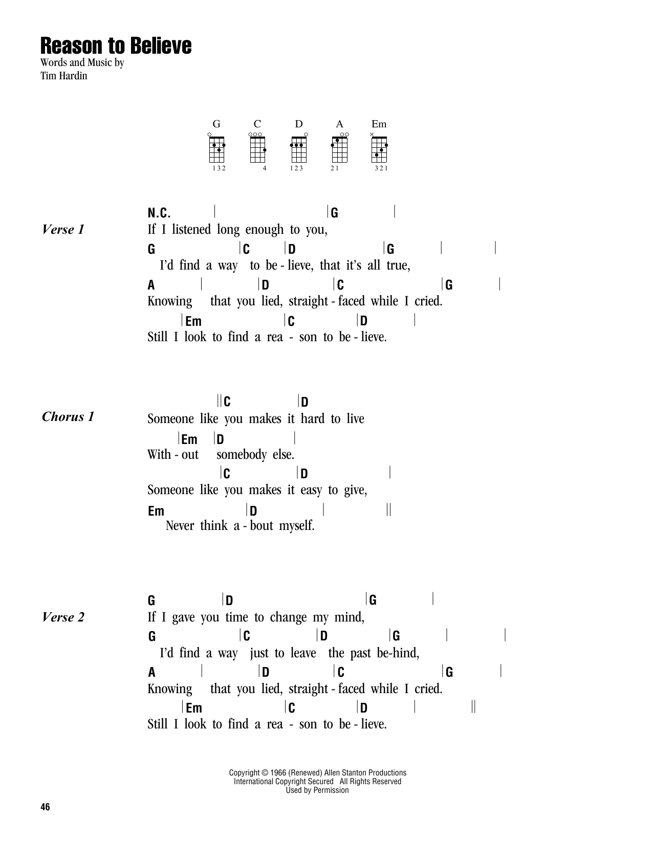 Twenty One Pilots Ukulele Chords Reason To Believe Rod Stewart Piano Vocal Guitar Right Hand Melody Digital Sheet Music