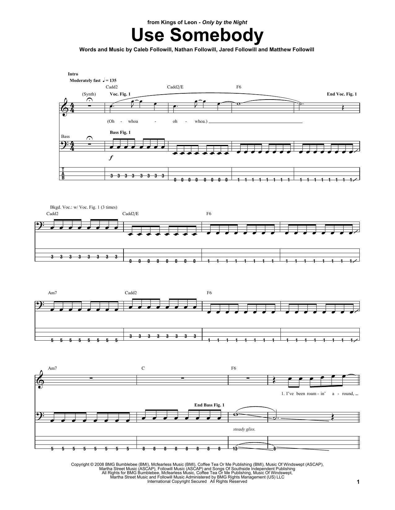 Use Somebody Chords Use Somebody Kings Of Leon Bass Tab Guitar Instructor