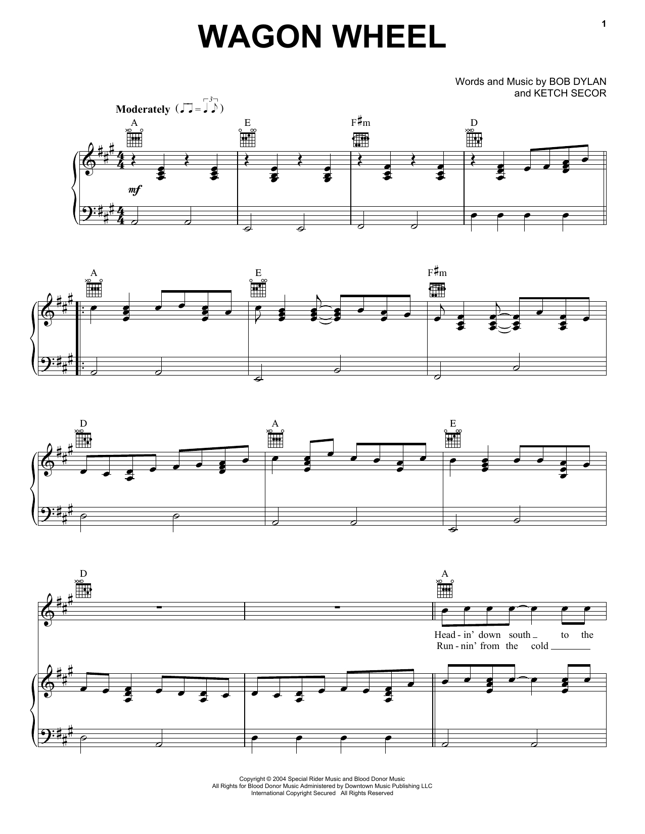 Wagon Wheel Chords Darius Rucker Wagon Wheel Sheet Music Notes Chords Download Printable Piano Vocal Guitar Right Hand Melody Sku 97877